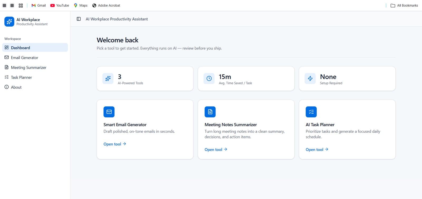 AI Productivity Assistant screenshot